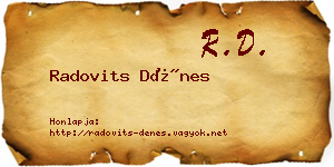 Radovits Dénes névjegykártya